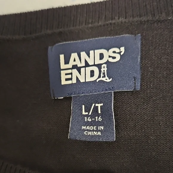 Lands' End Women's Classic Black Cardigan - Picture 3 of 3